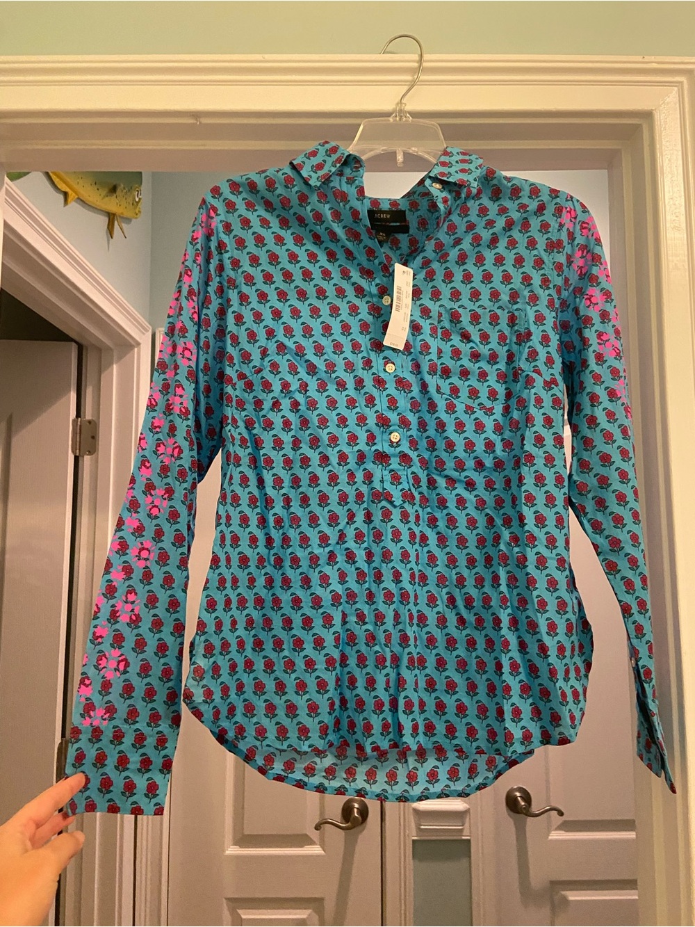 J.Crew Classic Popover Shirt in Layered Block Floral Vibrant- NWT